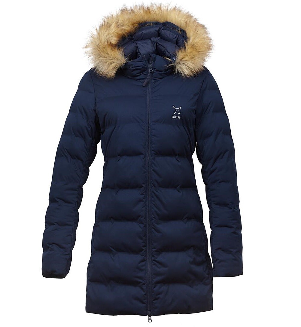 Abrigo de invierno para mujer antiguo impermeable 10.000 mm azul largo ligeramente cálido