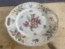 Schumann Dresden Bavaria Tray Handled Plate Hand Painted EUC
