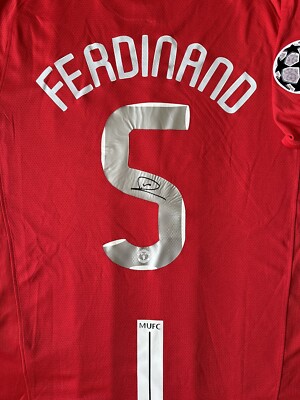 RIO FERDINAND HAND SIGNED MANCHESTER UNITED 2008 UCL SHIRT + EXACT