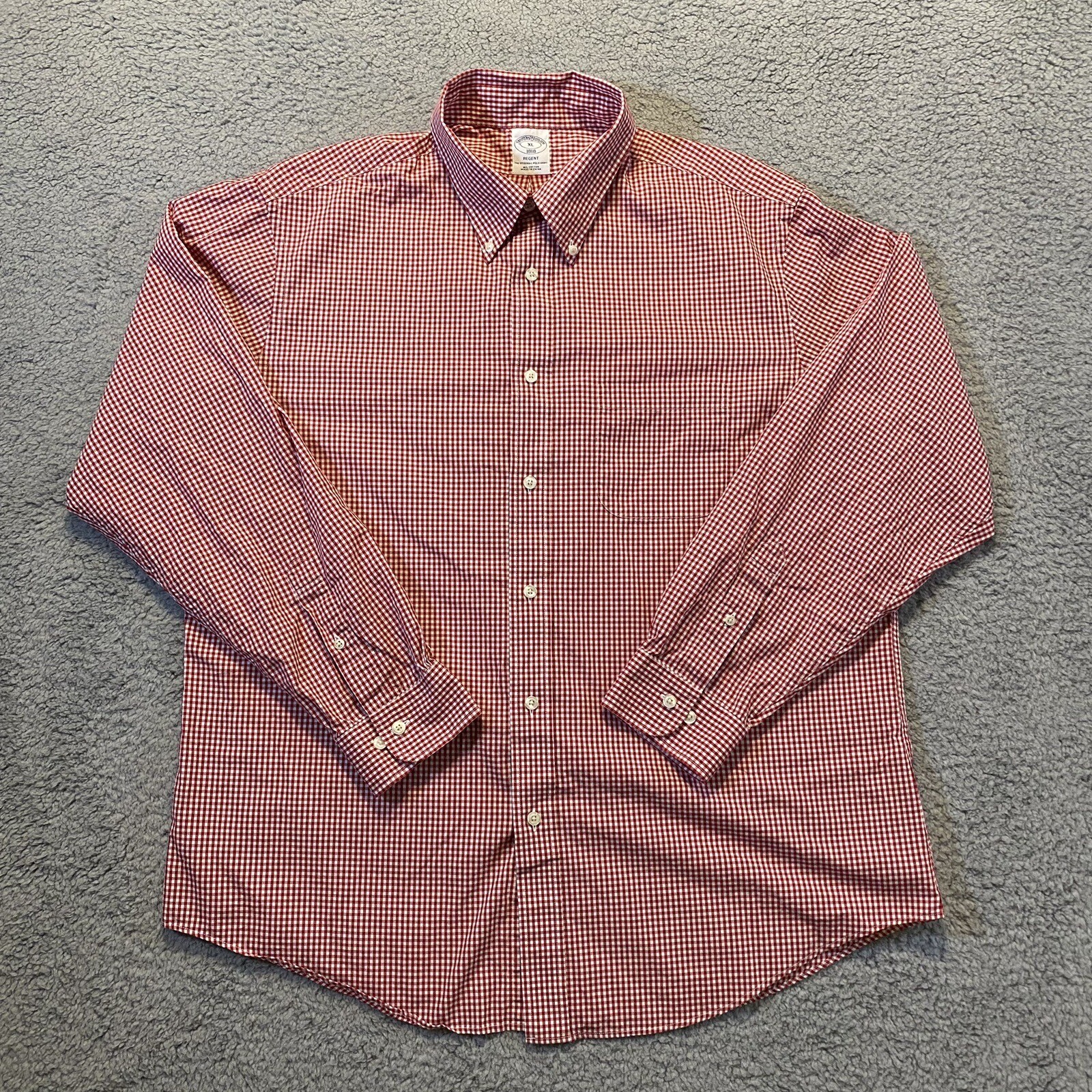 Brooks Brothers 1818 Long Sleeve Button-Down Check Shirt, Men's Size L cotton Green type dark green Vintage Second Hand main image 0