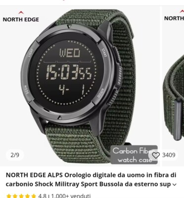 NORTH EDGE ALPS Carbon Fiber Digital Herrenuhr Shock Militray Sp