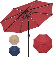 9ft Solar Umbrella 32 LED Lighted Patio Umbrella with Push Button Tilt 1/2 Pack