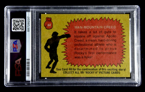 MAN-MOUNTAIN CREED 1979 TOPPS PSA 8 ROCKY II BOXING ROOKIE KARTE #44 APOLLO CREED - Bild 2 von 2