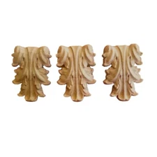 Lot of 3 - Hand Carved Solid Hardwood Little Corbels 2-7/8"H x 2"W