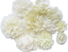 15Pcs Ivory Chiffon Flower for Girls Headband Baby Flowers Bows,Crafts,Party Dec