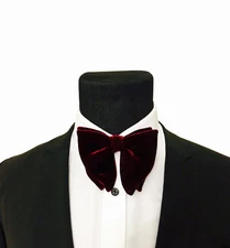 Mens FERUCCI Oversized Pre Tied- Burgundy Velvet Bowtie, Wedding  big bow tie