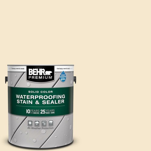 BEHR PREMIUM Wood Stain Sealer 1 Gal Waterproofing Exterior Solid White