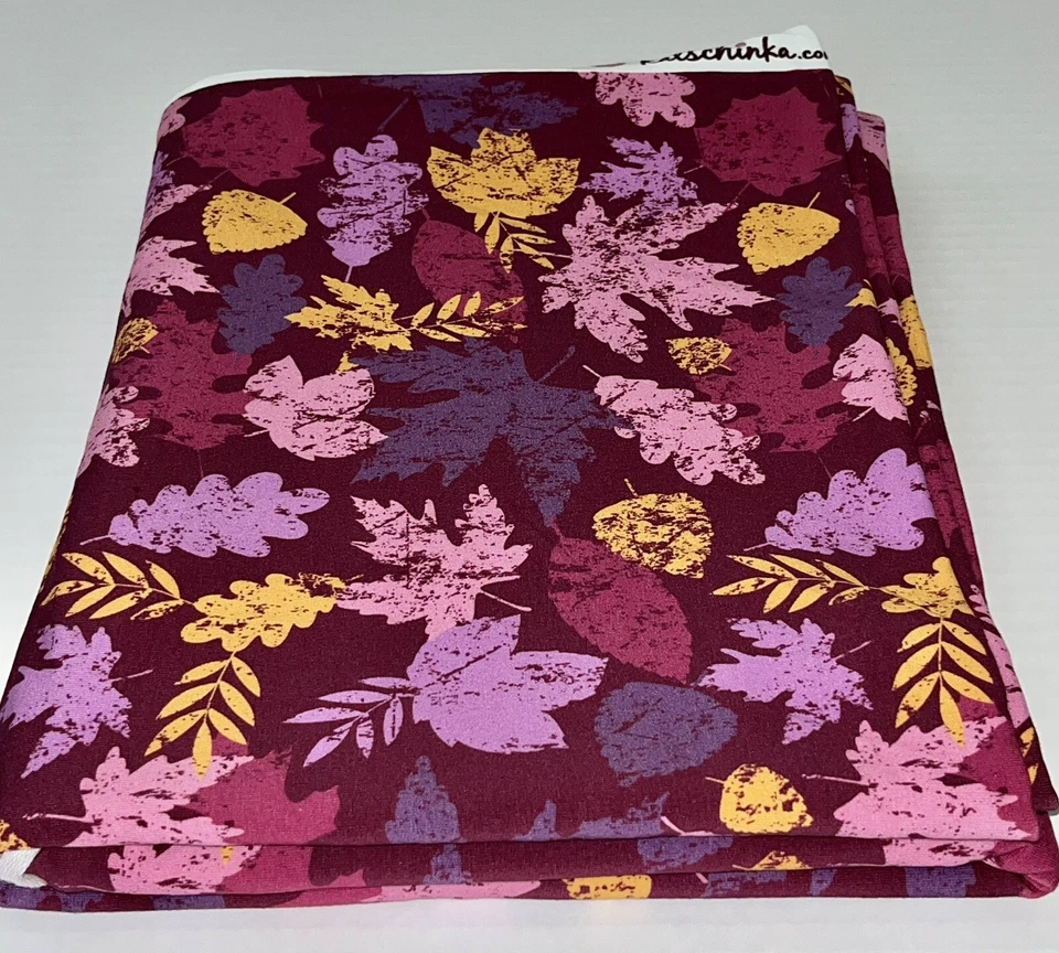 NEW Katschinka Pink Multi Leaf Organic Cotton Jersey Knit Remnant Fabric 55x70” - Image 3 of 4