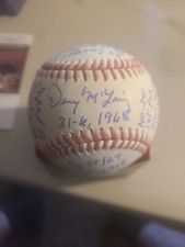 Denny Mclain Jsa Stat Ball With Mickey Mantle 535 Home Run Story Detroit Tigers 