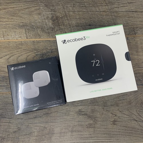 Ecobee3 Lite Smart Thermostat & Room Sensors Bundle | Black — Brand New Sealed