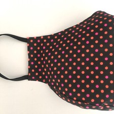 Handmade Adult Face Mask Pink Dots Black print nose wire chin piece lined cotton