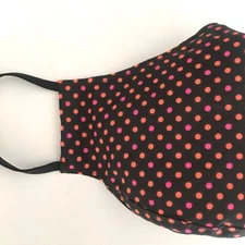 Handmade Adult Face Mask Pink Dots Black print nose wire chin piece lined cotton