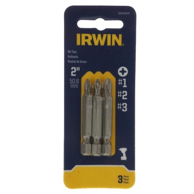Irwin IWAF22PH123 PH1/PH2/PH3 #1/#2/#3 Phillips Bit Tips, 2'' Length