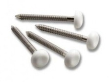 25 X 50mm Cream White UPVC Plastic Headed Pin Nails - A4 Stainless Steel Poly Top (Pack Of 25) - View #3
