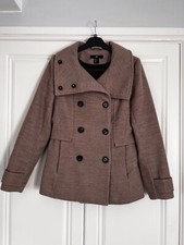 H M Female Pea Coat, size 8, Beige, Used in Good condition