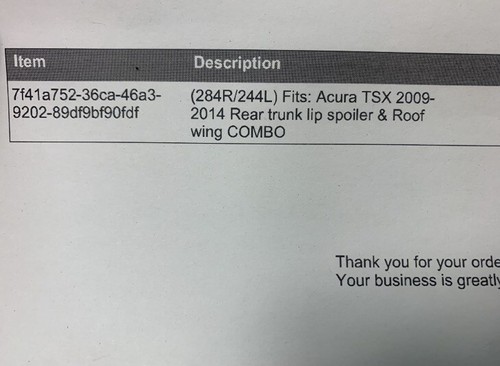 2009 - 2014 Acura Tsx Moon Roof And Trunk Lid Spoiler - Picture 3 of 3