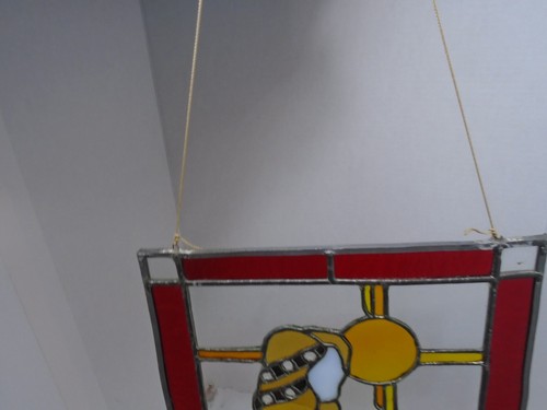 Mary ? Stained Glass Window Panel 19" x 12.5" Suncatcher small flaw Leaded trim - Picture 7 of 7