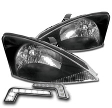 For 00-04 Ford Focus Replacement Black Headlights Headlamp Lamp Wled Drl Signal