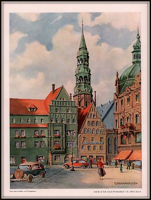 1937 GERMAN MAGAZINE PRINT DOM UND HAUPTMARKT IN ZWICKAU KAMPHAUSEN 