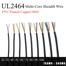 16AWG - 30AWG PVC Sheathed Electronic Wire Signal Cable Black White 2 - 10 Cores