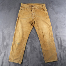 Vintage 60s 70s Levi's Big E Whale Corduroy Pants Size 29.5x25 Tan Straight Leg