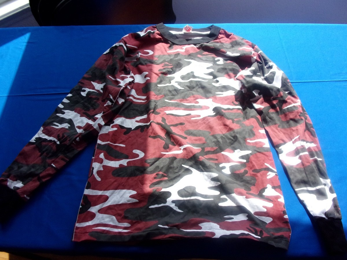 RED CAMOUFLAGE URBAN CITY CAMO BDU SHIRT LONG SLEEVE MEDIUM