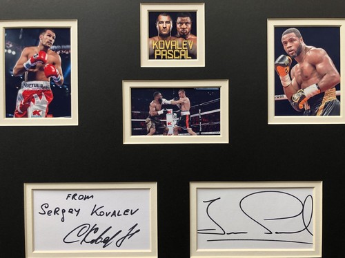 Boxing Sergey Kovalev & Jean Pascal Signed 16" X 12" Double Mounted Display - Picture 2 of 4