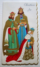 Nativity embossed vintage Christmas greeting card LL12