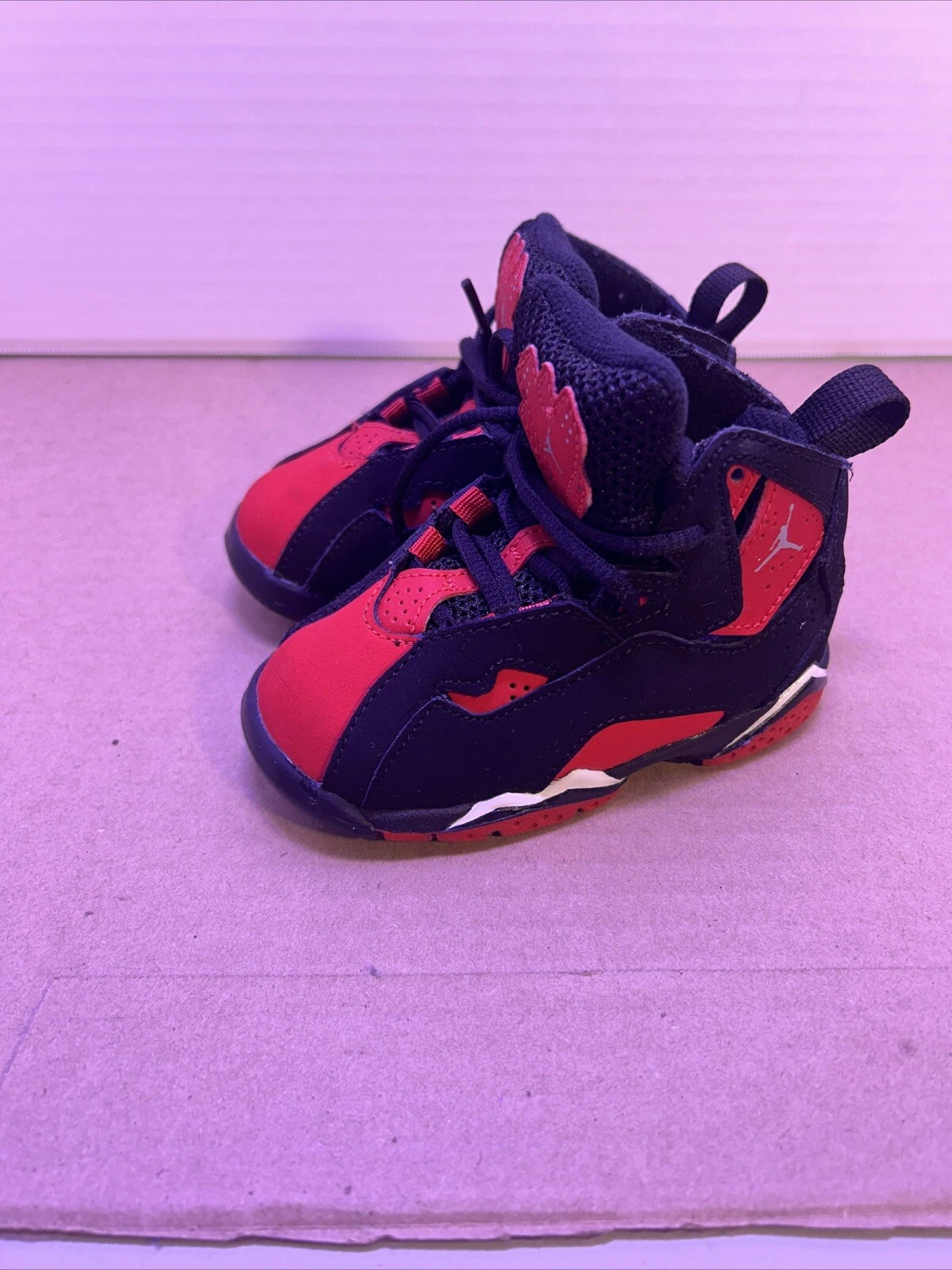 JORDAN AIR TRUE FLIGHT SNEAKERS - CU4936-001 Red Black Toddlers Sz 6C