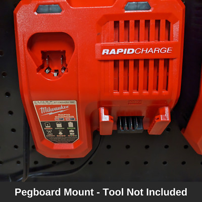 Tool Storage- Pegboard Mount For Milwaukee M12 and M18 48-59-1808 Rapid Charger