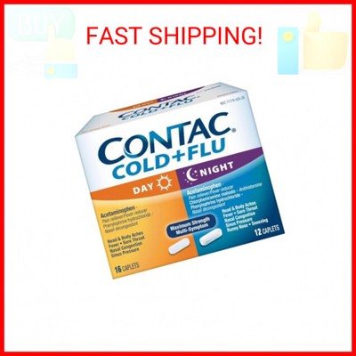 Contac Non-Drowsy Day & Multi-Symptom Night Cold & Flu Medicine, Max Strength Re