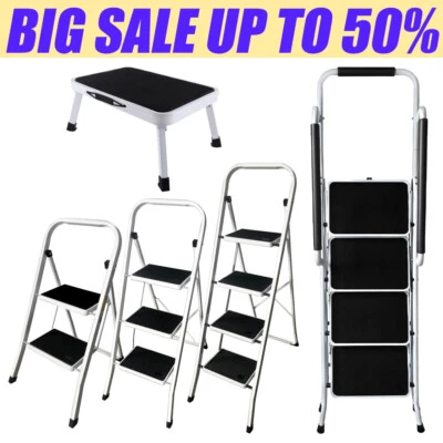 DAYPLUS® Folding 1 2 3 4 Step Ladder Safety NonSlip Small Mini Stool Ladders Kitchen DIY