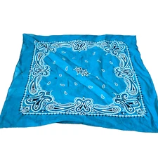 Bandana Scarf Handkerchief Aqua Blue 100% Cotton 21 1/2" x 22"