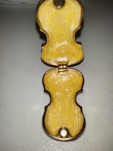 Adorable Violin Collectible Trinket Box With Crystals And Metal Strings - Picture 2 of 2