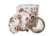 Duo Floral Fassbecher 430 Ml Lucia Mit Teesieb, New Bone China Porzellan