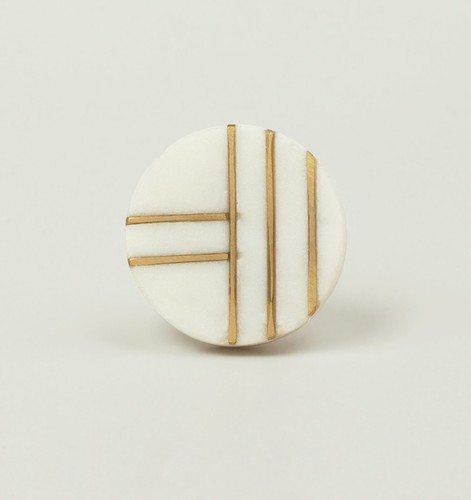 G Decor Estella Handcrafted Marble Gold Cabinet Pull Knob - Picture 7 of 7