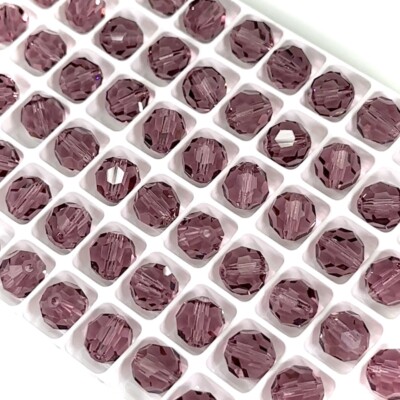 Light Amethyst Czech Preciosa Machine Cut Round Crystal Beads 8-10mm Rosary Size