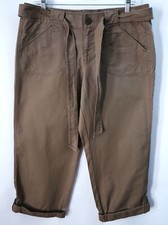 LOFT Mid Rise Straight Leg Cropped Khaki Capri Pants w Belt Sz 12T NEW