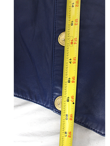 Womens Leather Crop Jacket Blue 7/8 S-M Michael Hoban North Beach Vintage 80s  - Picture 10 of 18