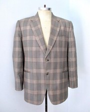 Vtg 80s Gray Red Plaid Tailor Made Worsted Wool Blazer Pimp Vegas Jacket 42