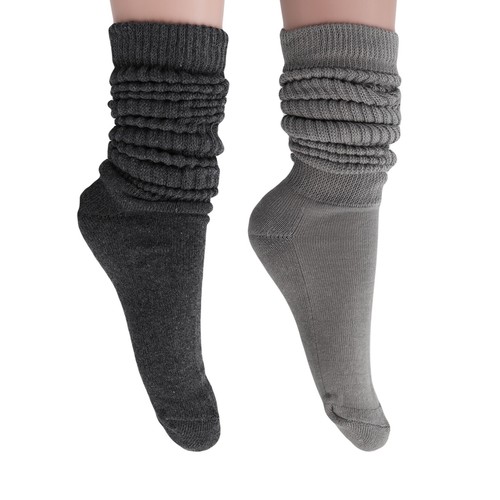 Women's Extra Long Slouch Scrunch Socks Knee High Cotton Blend 2 Pack 29 Colors - Picture 326 of 335