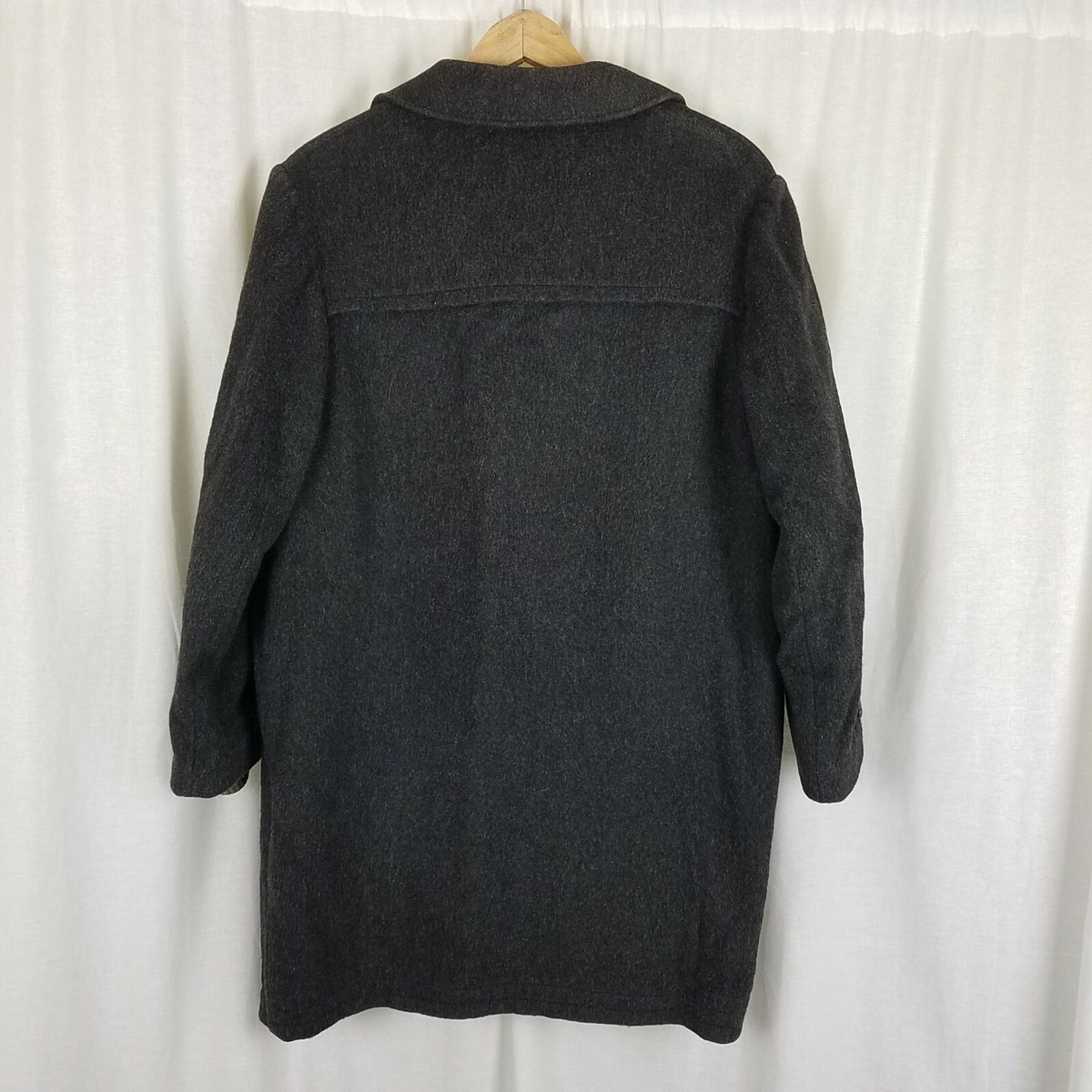 Vintage Loden Coat Loden Frey Charcoal Loop Button Peacoat Jacket