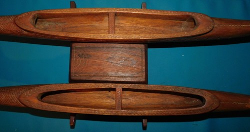 PAIRE DE GRANDES PIROGUES L 70cm .CENTRE DE TABLE ART TRIBAL AFRICAIN AMERINDIEN - Imagen 9 de 18