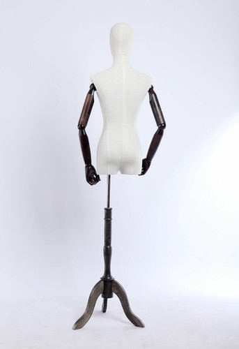 B3T-G weiblich stoffbezogener Torso Schneiderpuppe Holz Arme Hände verstellbar - Bild 4 von 12