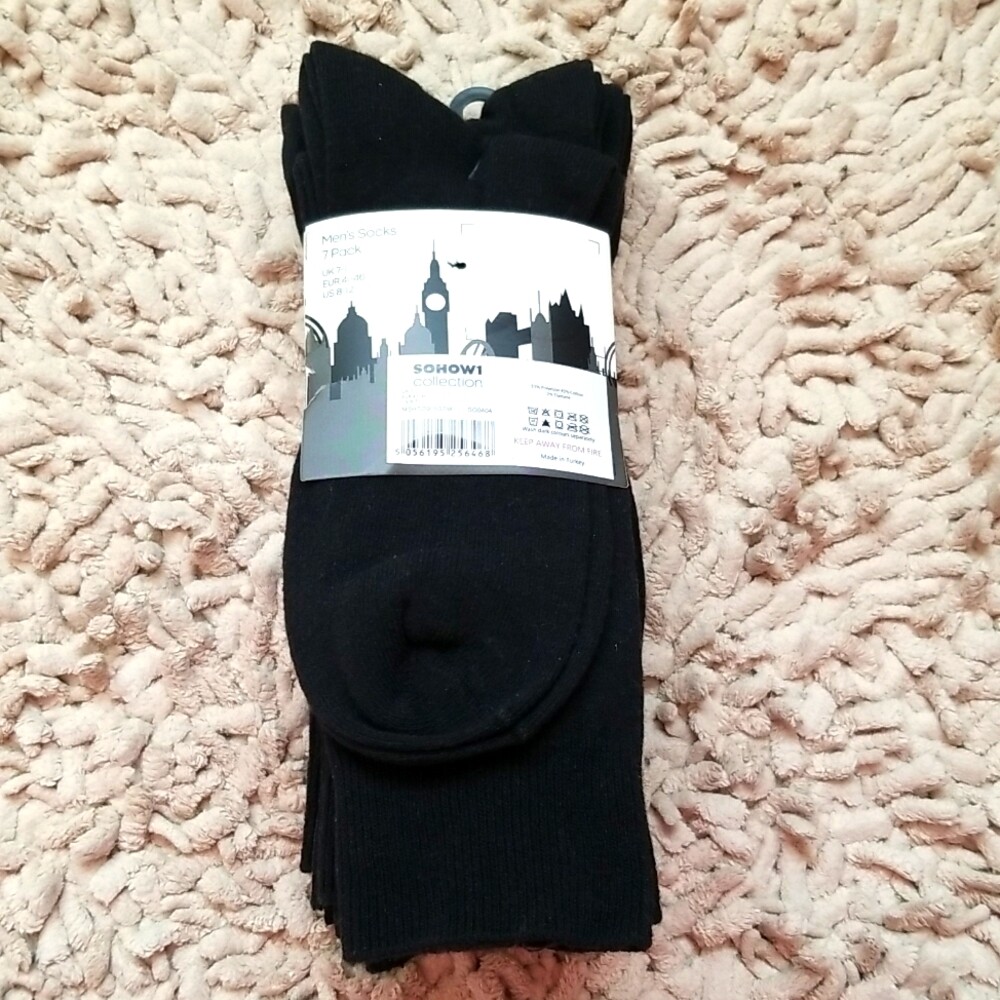 pairs SOHO mens black dress casual cotton blend socks size 8-12