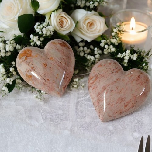 Pink Marble Heart Table Sculpture Carrara Art Love Home Decor H 7Cm - Picture 7 of 7