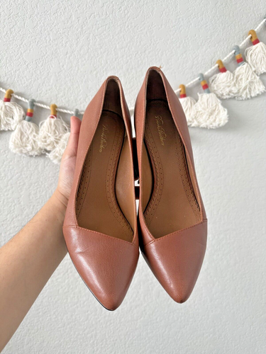 Brooks Brothers Genuine Leather Pointed Toe Slip On Pumps Brown Modest Formal 8 - Picture 2 of 10