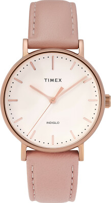 TIMEX Weekender Fairfield TW2T31900 - Edelstahl rosegold - Band Kalbsleder rosa
