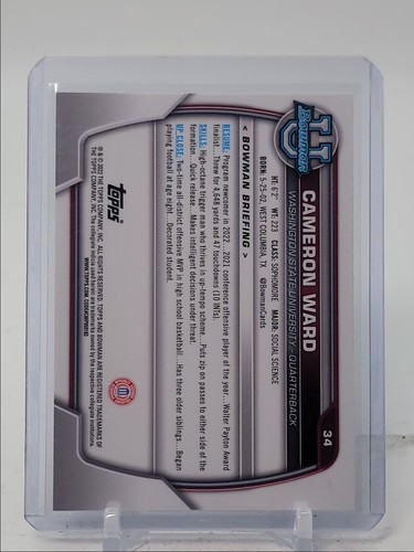 CAMERON WARD 2022 BOWMAN UNIVERSITY CHROME 1ST COUGARS #34 Q4954 - Picture 2 of 2