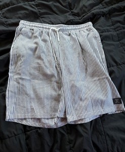 Men's Striped Drawstring Shorts with Pockets Elastic Waist - New! & Never Worn!